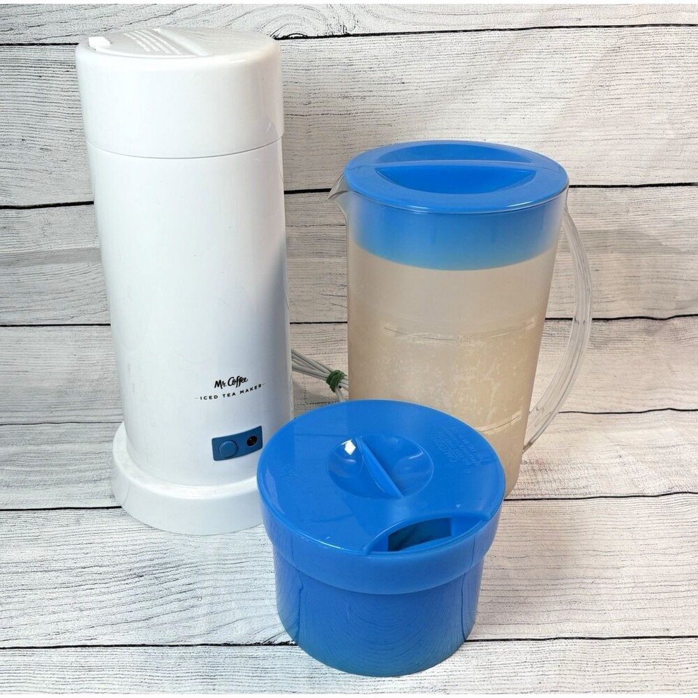 Mr. Coffee Iced Tea Maker TM1 2 Quart Brewer with Pitcher Brew Basket & Lid Blue